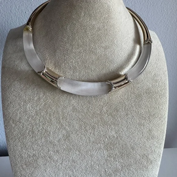 Alexis Bittar Clear Lucite & Gold-Tone Open Collar Necklace